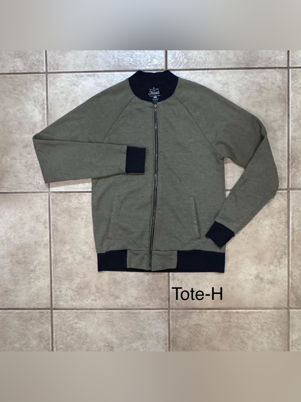 fresh Olive & Black Zip-Up Men's Sweater Jacket